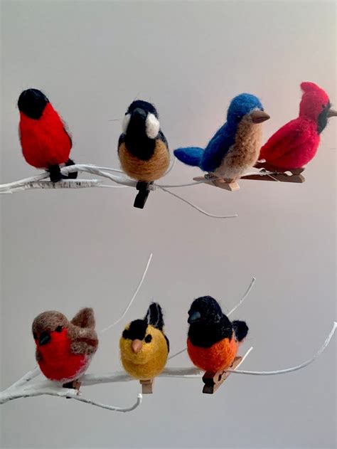 Needle Felted Clip On Birds Handmade Felted Birds For Love Etsy