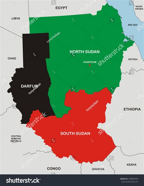 Very Big Size Political Map Sudan 스톡 일러스트 100982434 Shutterstock