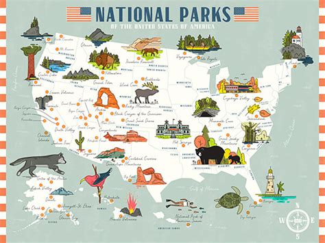 National Parks Of The United States Of America Map Hire An Illustrator