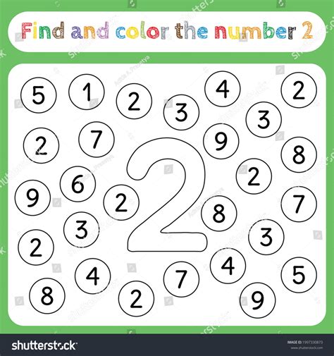 Vektor Stok Kids Learning Worksheets Find Color Numbers Tanpa Royalti