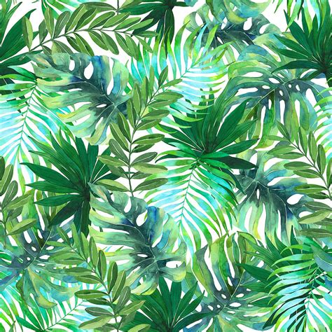 Watercolor Tropical Leaves Pattern Drawing By Julien Fine Art America