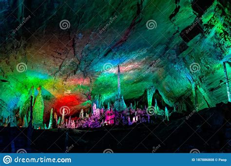 Stunning Interior Of Huanglong Yellow Dragon Cave Stock Photo Image