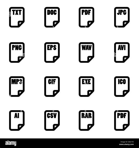 Vector Black File Type Icon Set Stock Vector Image And Art Alamy