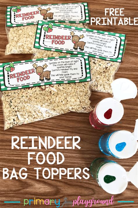 Free Printable Reindeer Food Bag Topper Primary Playground