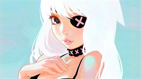Wallpaper Illustration White Hair Anime Girls Cartoon Black Hair My Xxx Hot Girl