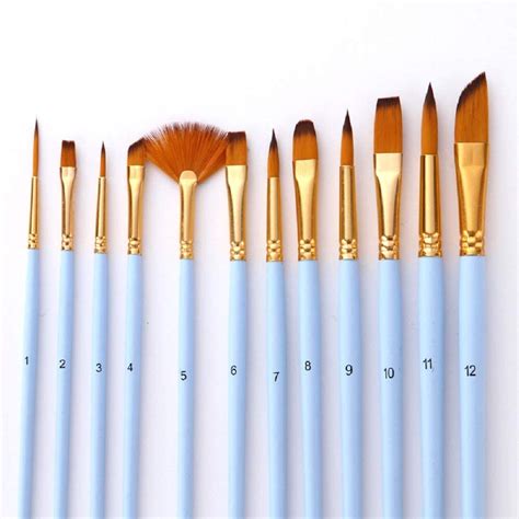 Nylon Acrylic Paint Brushes Set 12pcs Artist Paintbrushes