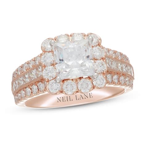 neil lane diamond engagement ring 3 ct tw princess round 14k rose gold kay