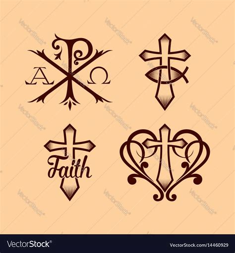 Ancient Christian Symbols Royalty Free Vector Image