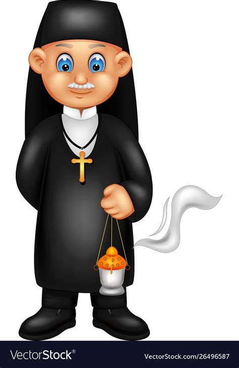 Funny Priest In Black Uniform Cartoon Royalty Free Vector Cartoons