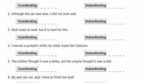 Subordinate Conjunctions Worksheets - Conjunction Worksheets