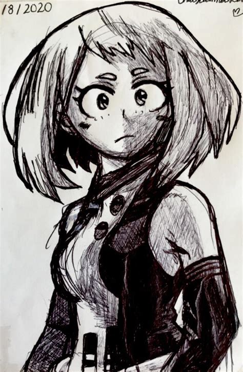 Drawing Of Ochako I Did In Pen Bokunoheroacademia