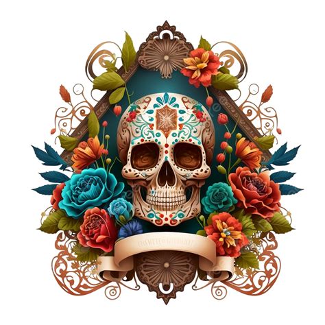 Dia De Los Muertos Skull Flower Frame Dia De Los Muertos Skull Dia De