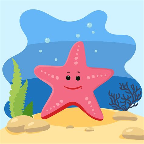Cute Starfish On The Background Of The Seascape Isolated Vector