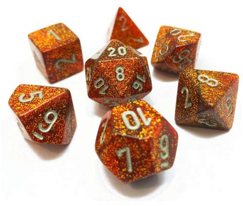 Chessex Glitter Polyhedral Dice Set Goldsilver 7 Dice