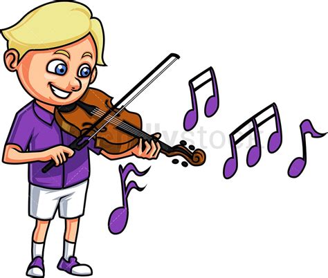 Kid Playing Violin Cartoon Clipart Vector Friendlystock