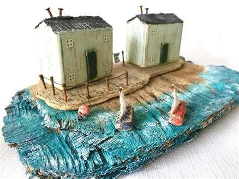 Seaside Cottages Made From Recycled Wood Sit Atop A Driftwood Etsy