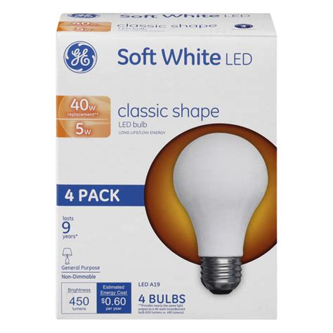 Save On Ge Led Classic Shape Light Bulbs Soft White Non Dimmable 40w