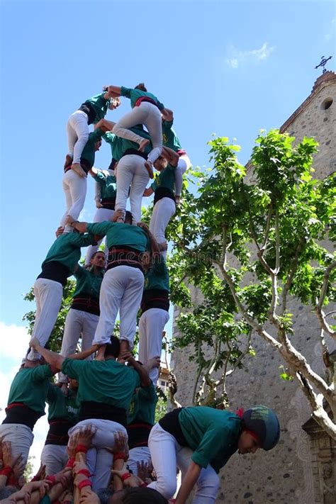 Castellers Human Tower From Catalonia Spain Editorial Stock Image
