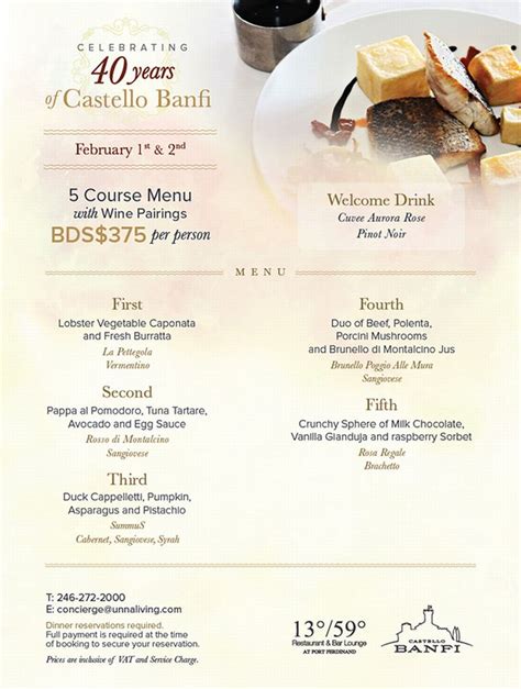 40 Years Of Castello Banfi Dinner At 13°59° Restaurant And Bar Lounge