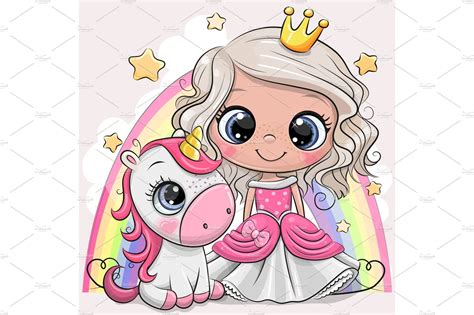Cartoon Princess And Unicorn Spon Cutecartoongreetingcard Ad