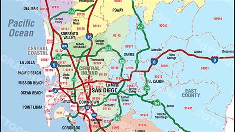 San Diego Zip Code Map With Cities United States Map