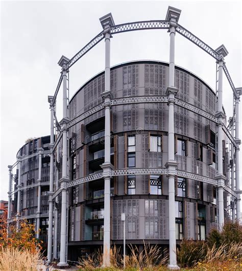 block of flats built inside disused historic victorian gas holder in king s cross editorial