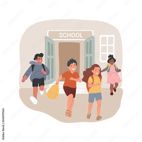School Holidays Isolated Cartoon Vector Illustration Happy Students