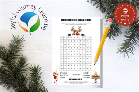 Reindeer Word Search Activity Sheet Christmas Kids Activity Etsy