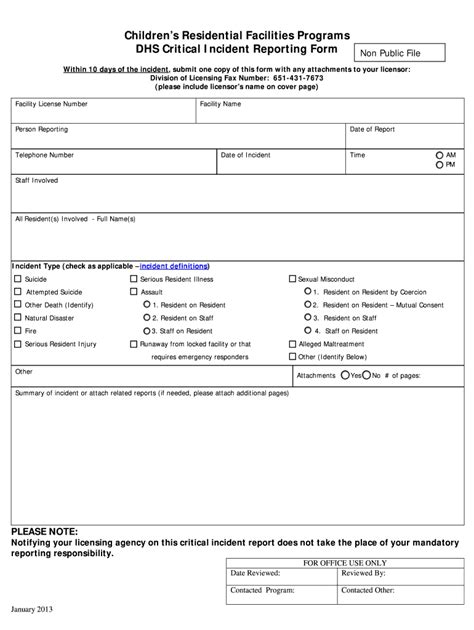 Mn Dhs Critical Incident Reporting Form 2013 Fill And Sign Printable