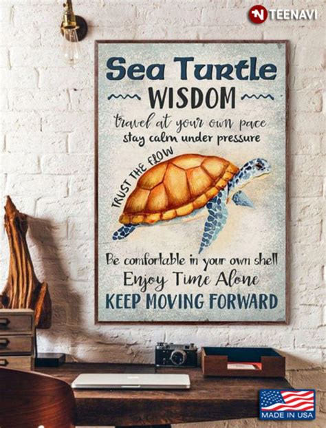 Vintage Sea Turtle Wisdom Travel At Your Own Pace Stay Calm Under