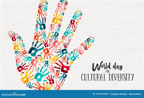 Cultural Diversity Day Diverse Hand Concept Card Cartoon Vector