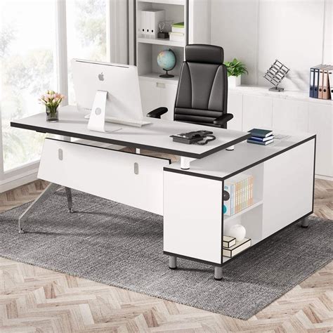 Buy Tribesigns Modern L Shaped Office Desk With File Cabinet Inch
