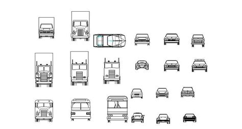 Multiple Transportation Truck Elevation Blocks Drawin