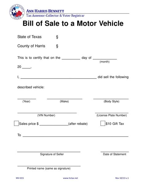 Free Printable Bill Of Sale For Car Template Rewavitamin