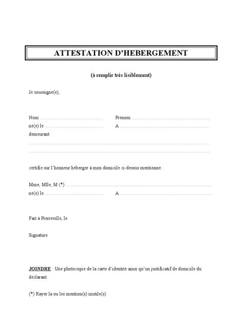 Justificatif Attestation D H Bergement La Poste Pdf Hot Sex Picture