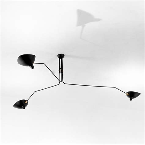 22, 35, 43 canopy size: Serge Mouille Ceiling Lamp - 3 Arms (MCL-R3) | SergeMouilleUSA