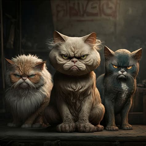 Wall Art Print Three Angry Cats Europosters