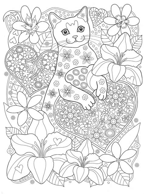 cat  hearts coloring pages