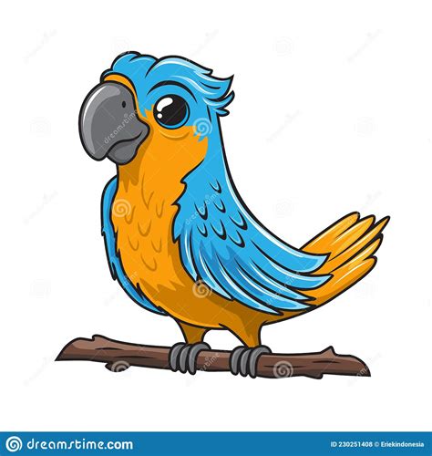 Parrot Bird Cartoon Cute Macaw Bird Illustration Stock Vector
