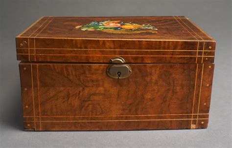 Lot Continental Satinwood Inlaid Burlwood Hinged Top Box