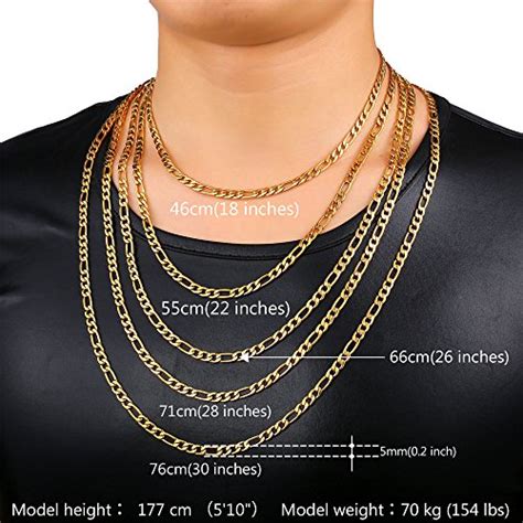 U7 Jewelry Stainless Steel Based 18k Gold Plated Figaro Chain Men