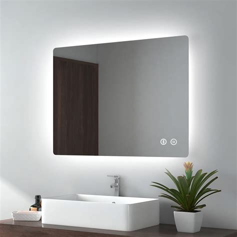 Emke 800 X 600 Mm Backlit Illuminated Bluetooth Bathroom Mirrors Wall Mounted Multifunction