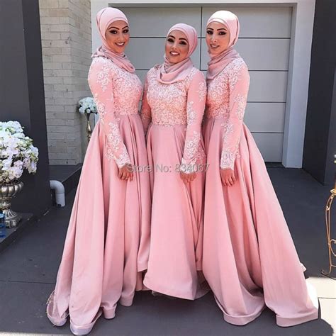 Muslim Bridesmaid Dresses 2017 Robe Demoiselle Dhonneur Long Sleeves
