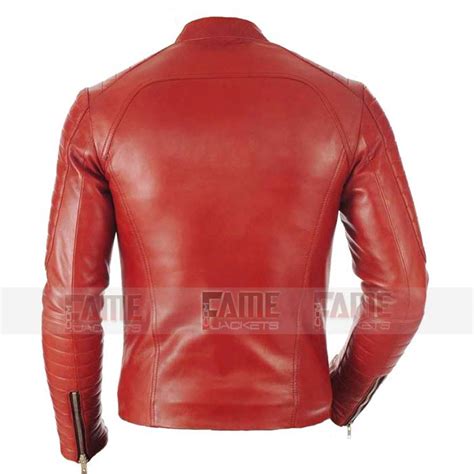 Red Leather Cafe Racer Mens Vintage Biker Jacket Famejackets