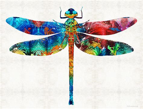 Colorful Dragonfly Art By Sharon Cummings Painting By Sharon Cummings