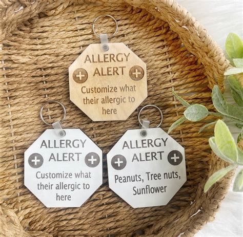 Allergy Alert Keychain Keychains For Allergies Etsy