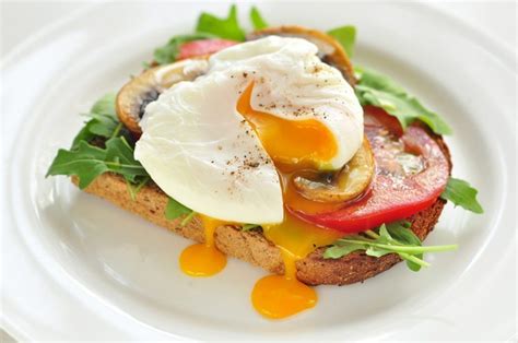 Arugula Mushroom And Tomato Poached Egg Toast Skinny Ms