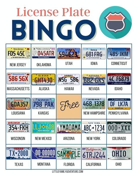 License Plate Bingo Printable Printable Word Searches