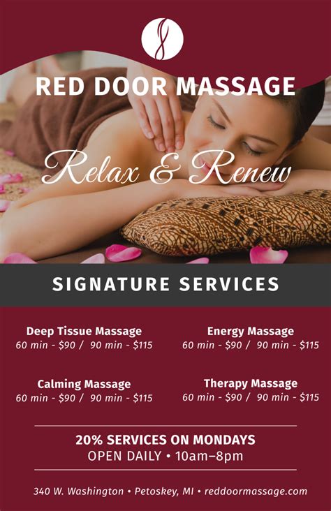 Printable Massage Price List Template Printable Free Templates