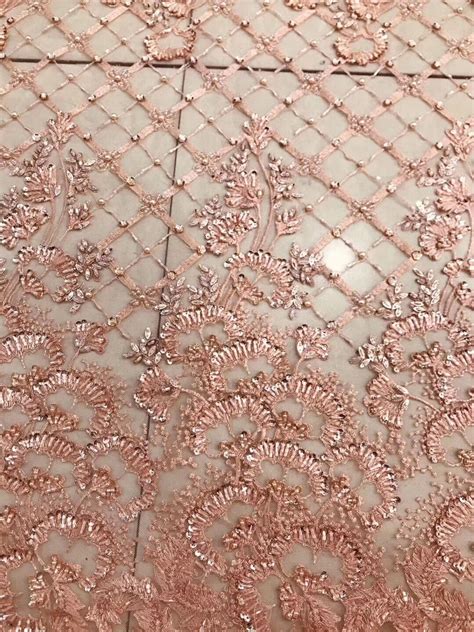 Beaded Sequins Lace Fabric 3d Embroidered French Net Lace Fabric With